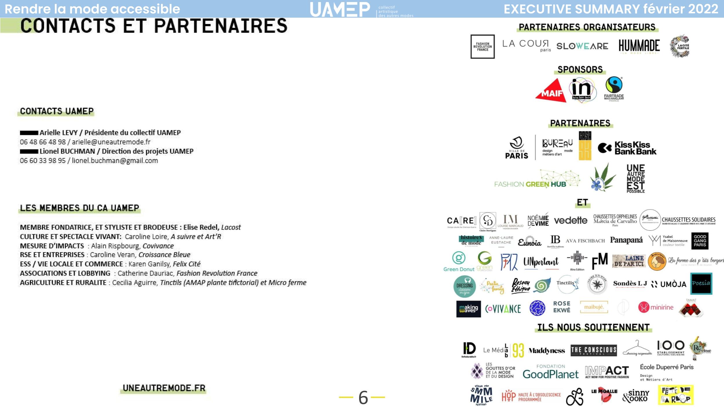 Présentation UAMEP mars 2022_Contact & Partenaires